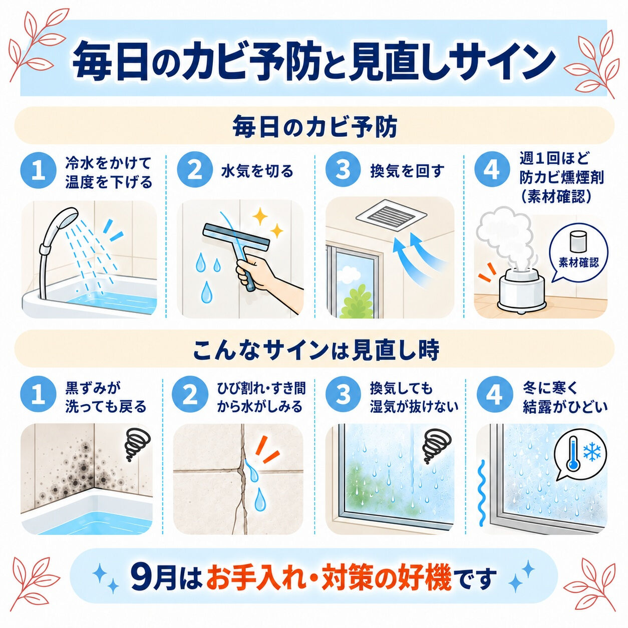 【夏に増えた浴室のカビ、9月に見直しませんか？🛁】