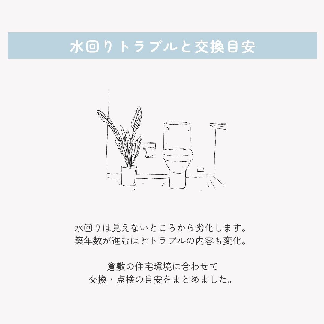 水回りのトラブルは、 ある日突然起きるように見えて、 実は「